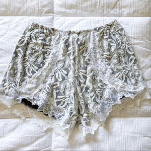 White lace shorts